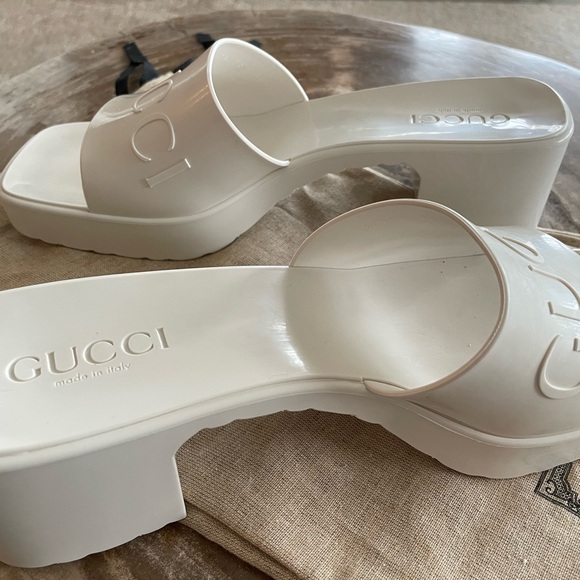 Gucci White Platform Mules with Chunky Sole - Picture 5 of 8